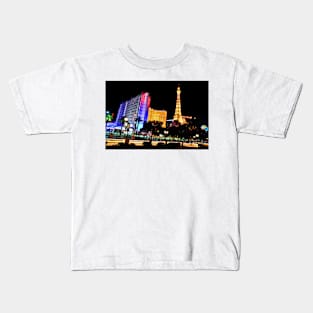 Eiffel Tower Paris and Ballys Hotel Las Vegas America Kids T-Shirt